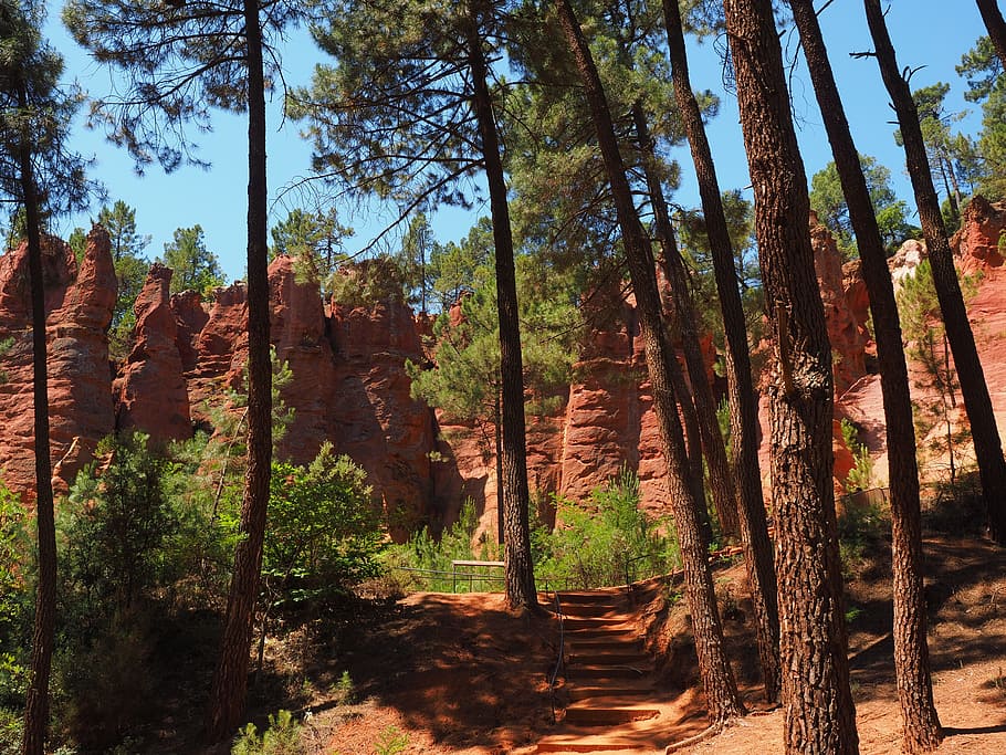 Ocher, Pink, Rock, Points, ocher rocks, red, rock points, rocky towers, HD wallpaper