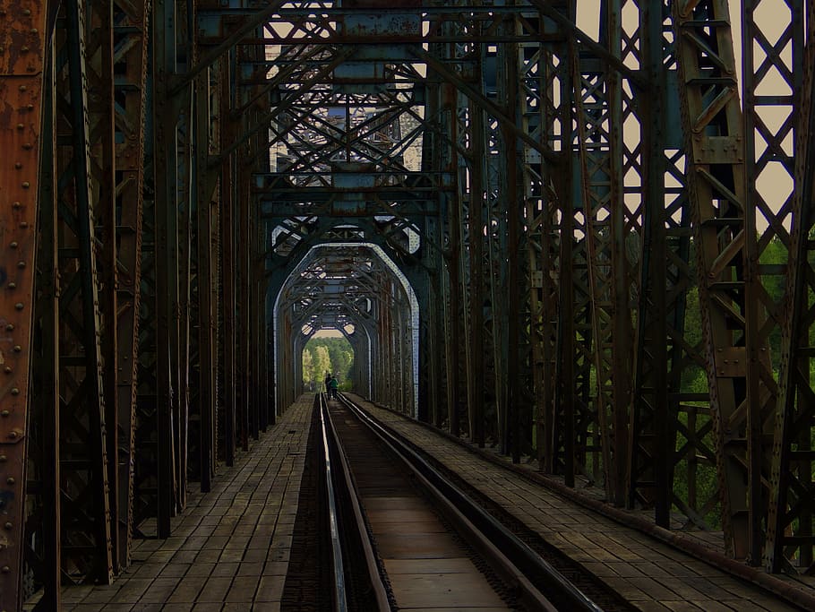 bridge, railway, rails, architecture, rail transportation, track HD wallpaper