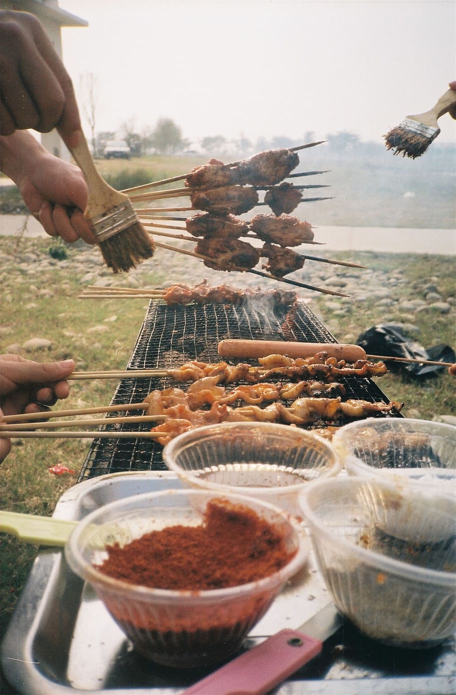 barbecue, picnic, spring, store, outing, human hand, food, food and drink HD wallpaper