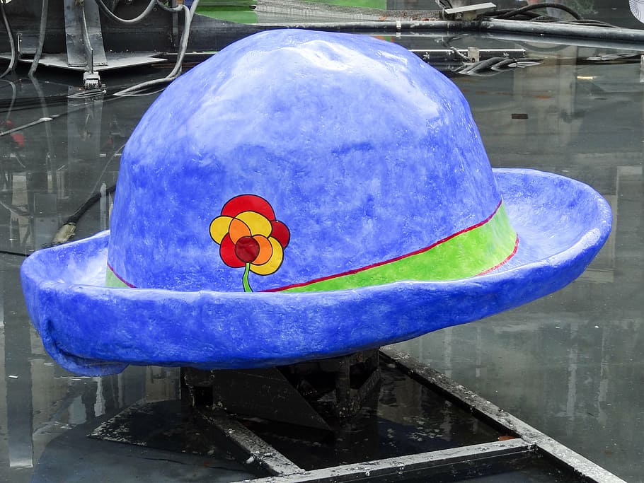 hat, sculpture, art, blue, day, close-up, creativity, art and craft HD wallpaper