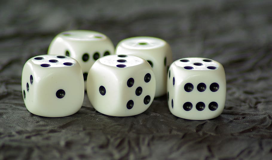 five dice, of, game, random, gambling, luck, arts culture and entertainment HD wallpaper
