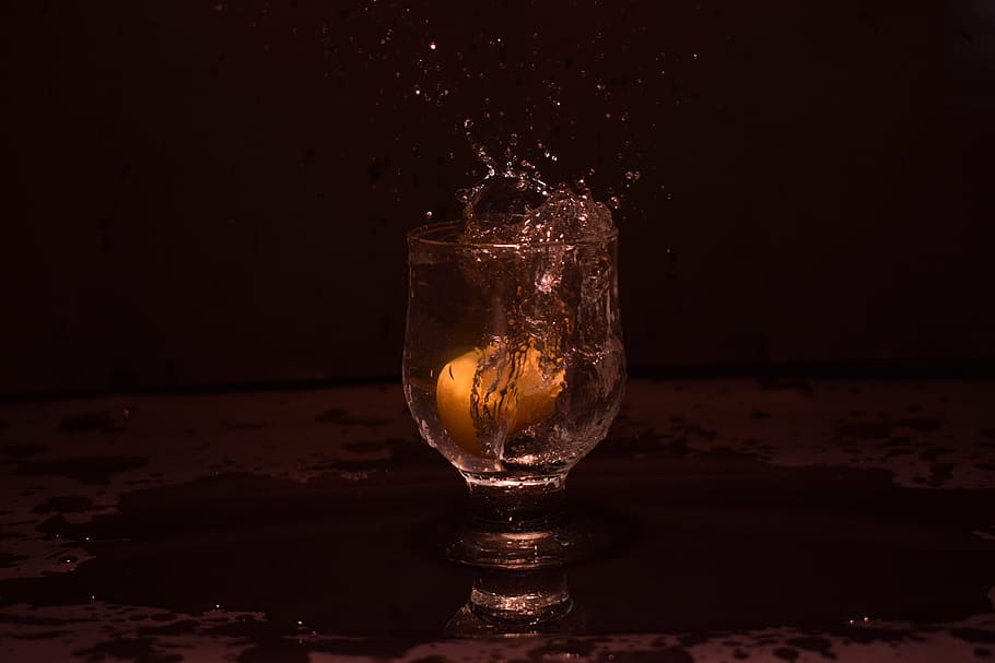 splash, glass, lemon, water, fresh, reflection, water splash HD wallpaper