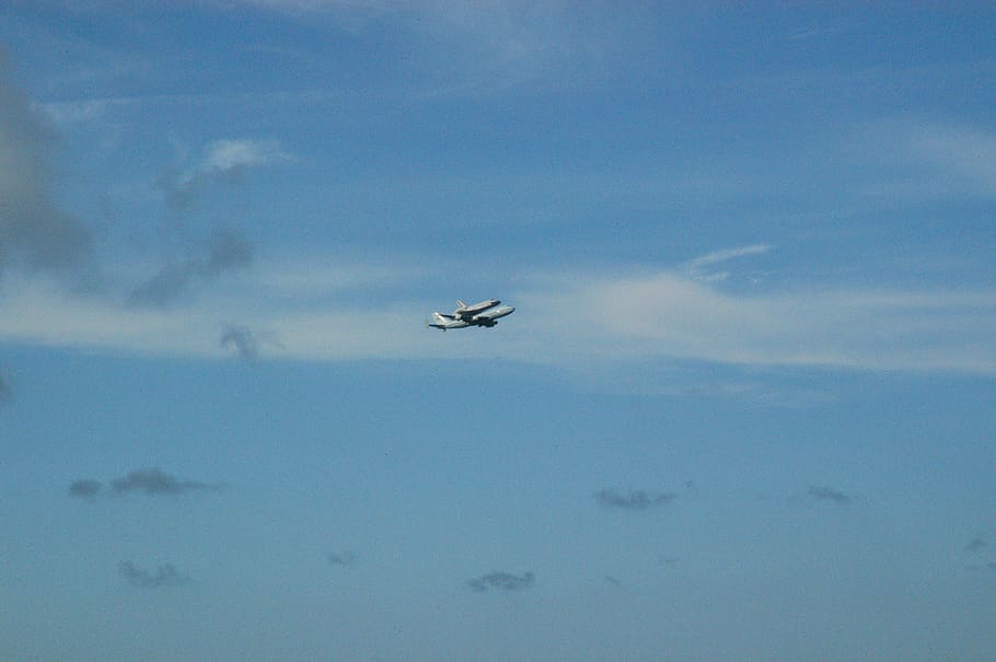 white airplane on air, space, shuttle, piggyback, florida, nasa