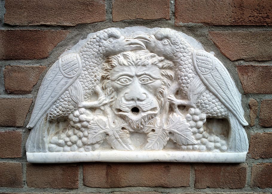 lion, eagles, statue, artwork, facade, antique, culture, exterior visualisation HD wallpaper