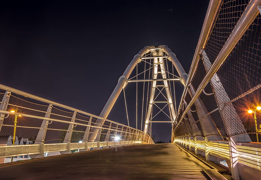bridge, night, architecture, building, evening, built structure HD wallpaper