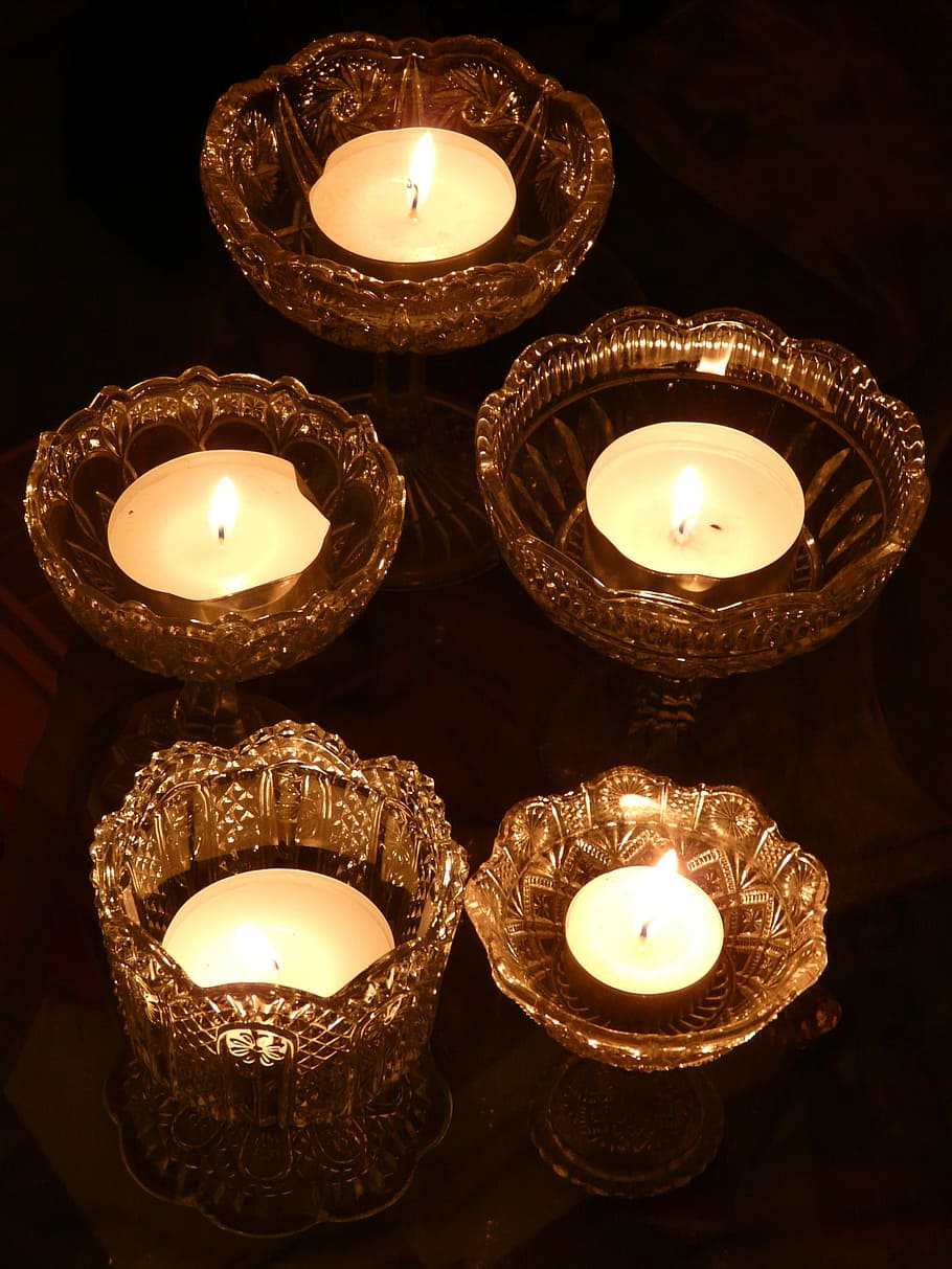 Candles, Candlelight, Wax, candlestick, tea lights, flame, burning HD wallpaper