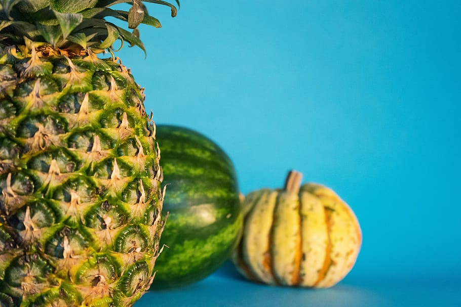 pineapple, melon, pumpkin, fruit, fresh, healthy, food, freshness HD wallpaper