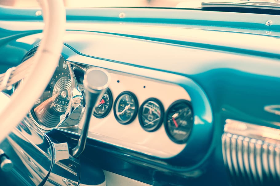 empty vehicle interior, car, dashboard, gauges, automotive HD wallpaper