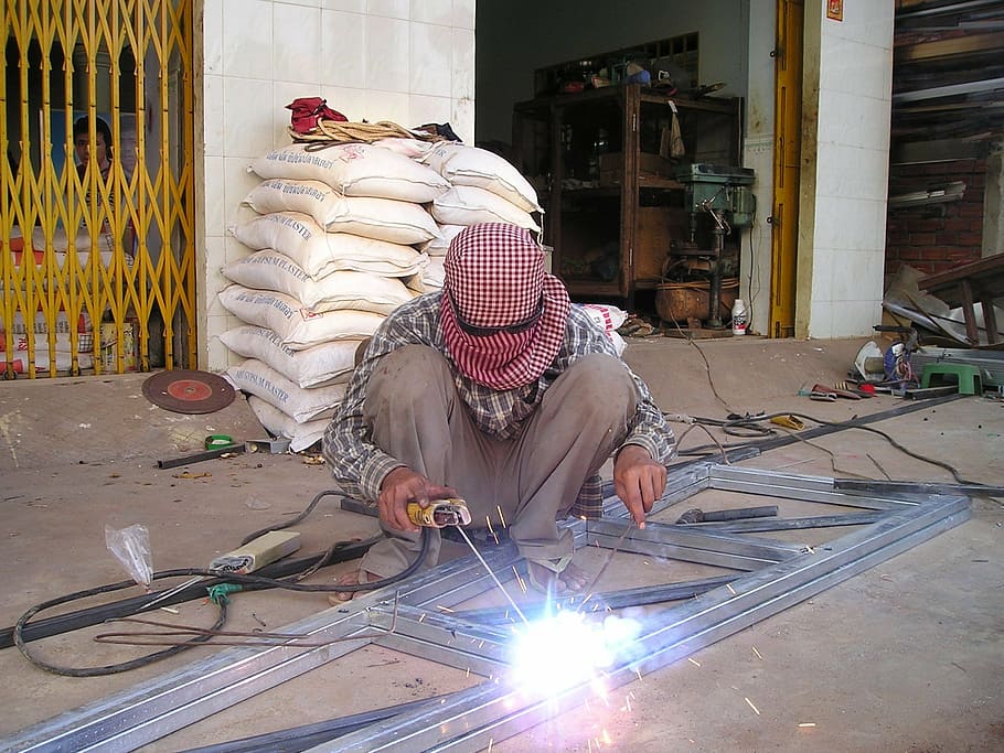 cambodia, welder, work, light, flash, southeast, asia, working HD wallpaper