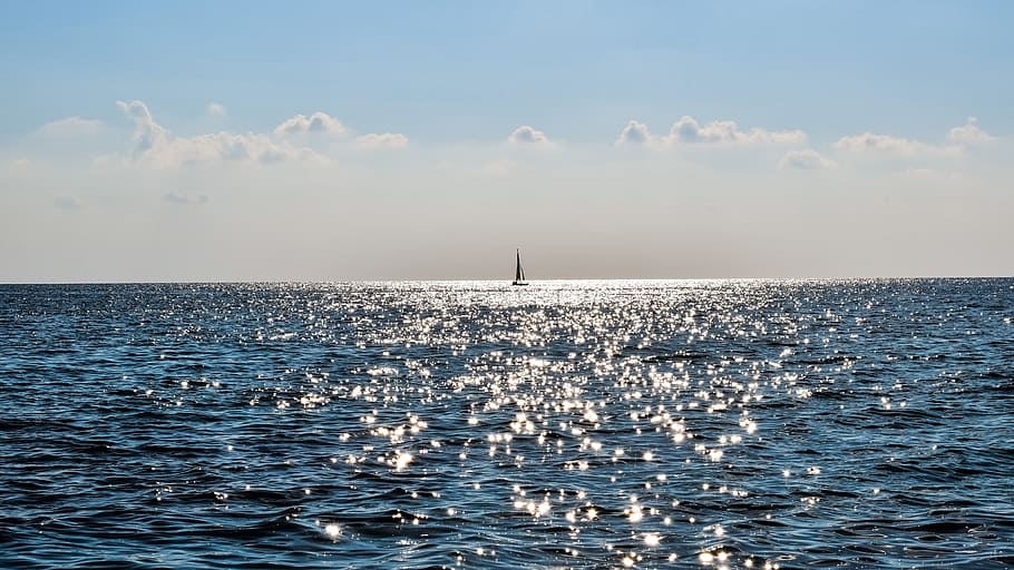 sea, sunlight, nature, morning, horizon, seascape, sunshine HD wallpaper
