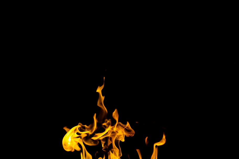 flame against black background, photograph of flame, fire, orange HD wallpaper