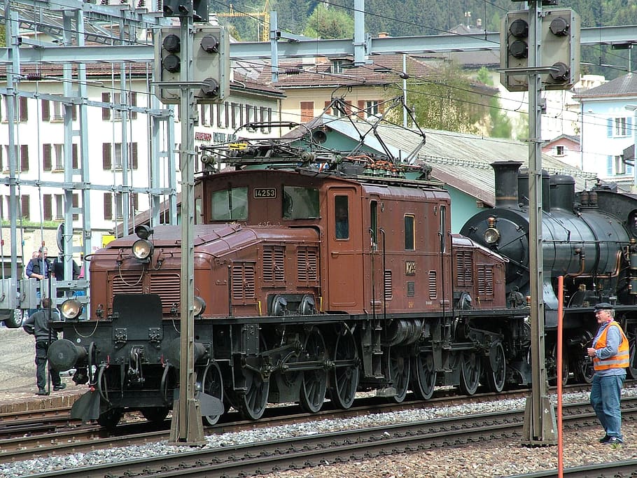 Railway, Locomotive, Historically, switzerland, airolo, 2004, HD wallpaper