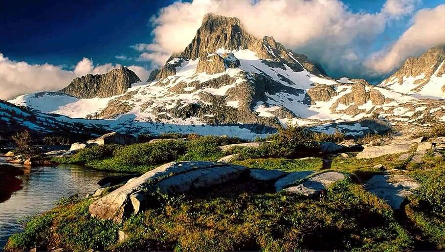 adventure, climb, clouds, cold, daylight, fog, foliage, frosty HD wallpaper
