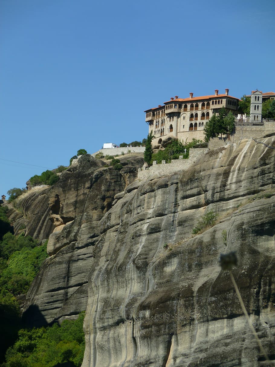 monastery, meteora, greece, rock, fortress, olympus, rock - Object HD wallpaper
