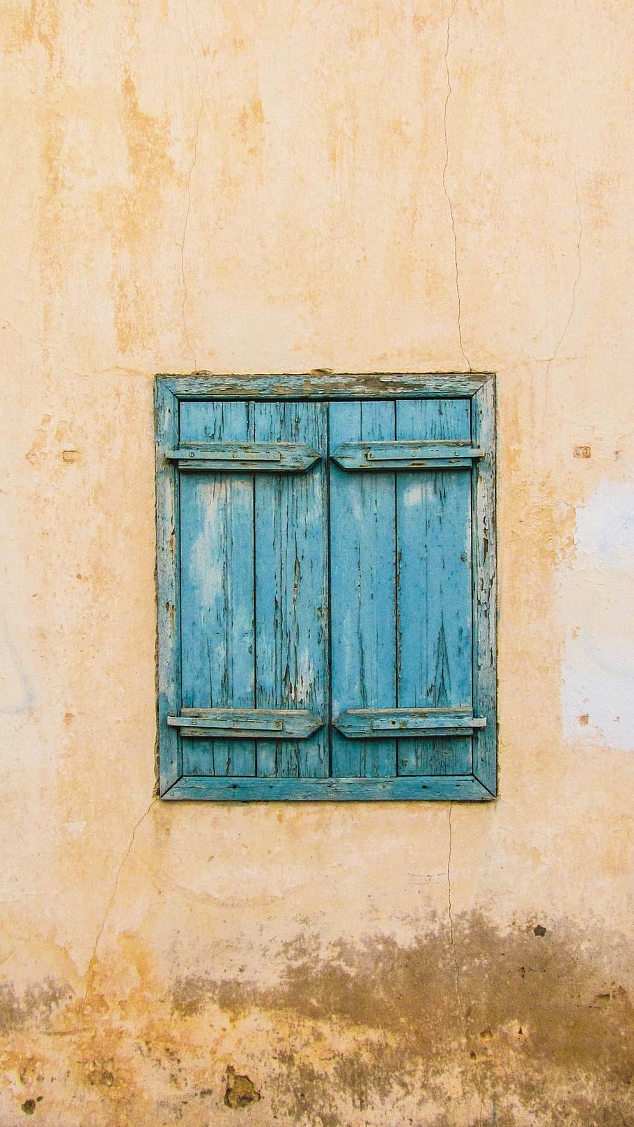 Wall, Window, Wooden, Old, Aged, weathered, rusty, blue, village HD wallpaper