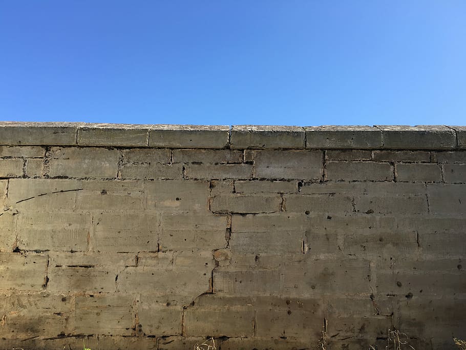 Wall, Brickwall, Sky, copy space, textured, built structure HD wallpaper