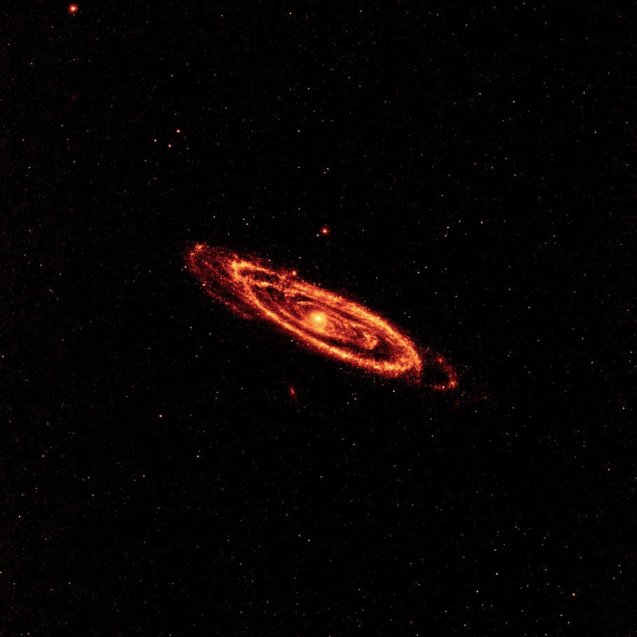 red galaxy illustration, andromeda, space, cosmos, messier 31 HD wallpaper