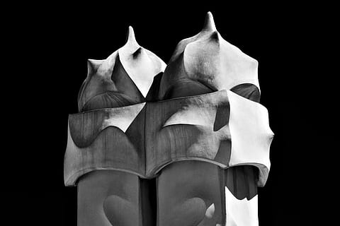 Rooftop shot from Casa Mila (La Pedrera) in Barcelona, Spain HD wallpaper