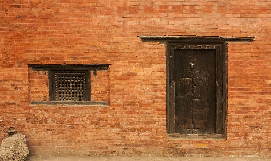 window, door, old, old window, wooden window, wooden door, nepal art HD wallpaper