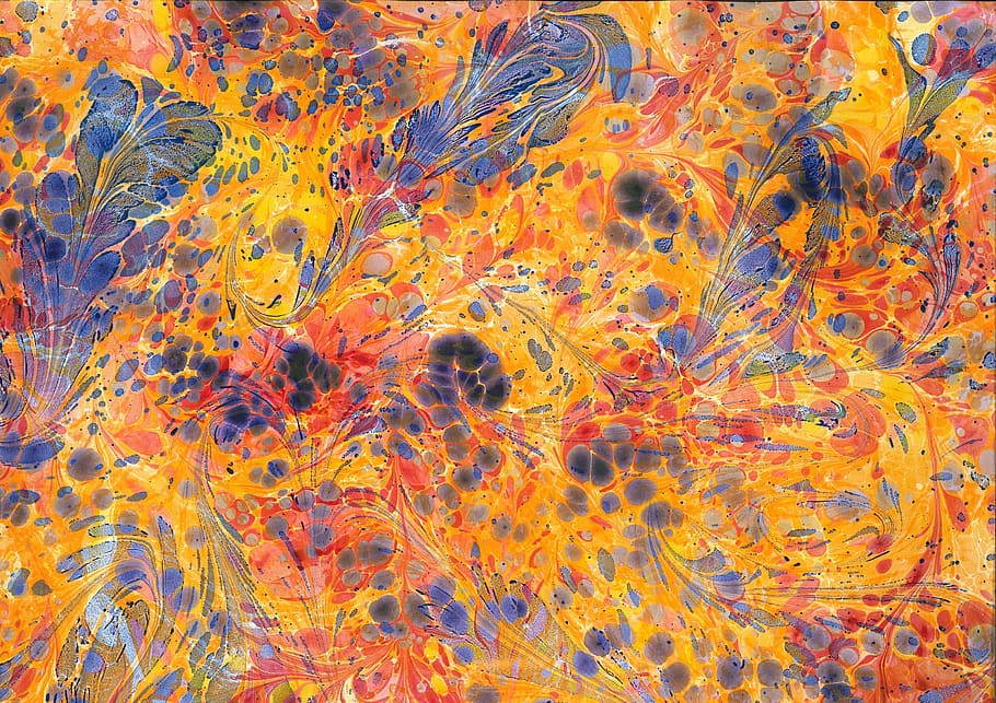 marbled paper, mottle, color, movement, colorful, crafts, yellow