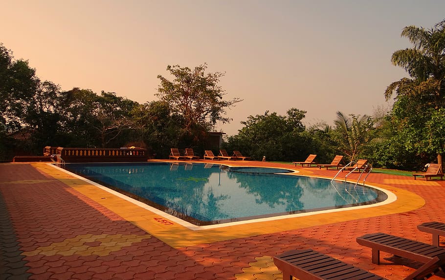 pool, swimming pool, water, blue, vacation, leisure, recreation HD wallpaper