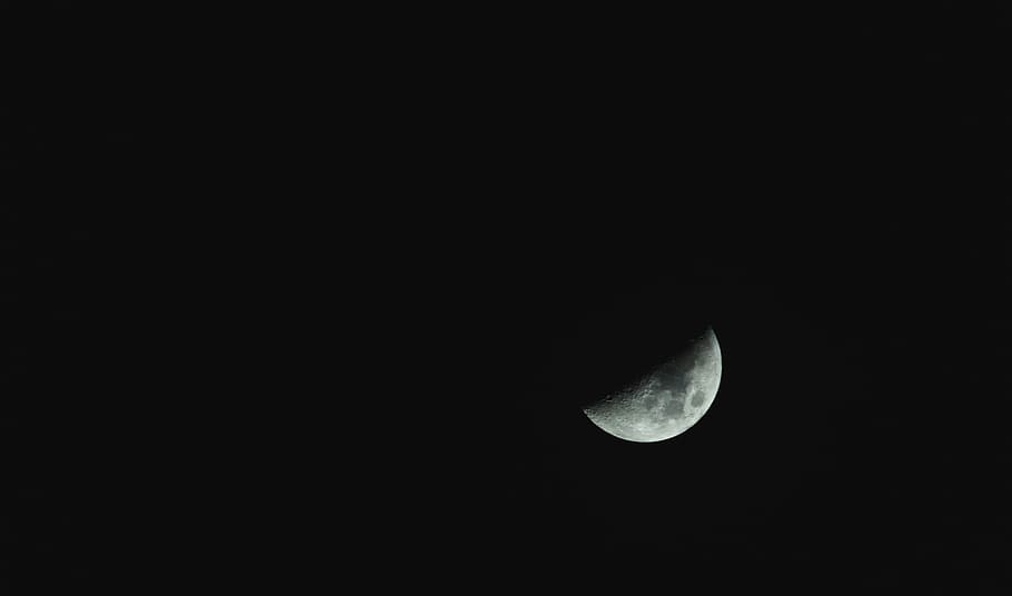low-angle photo of moon, dark, sky, night, black, nature, space, HD wallpaper