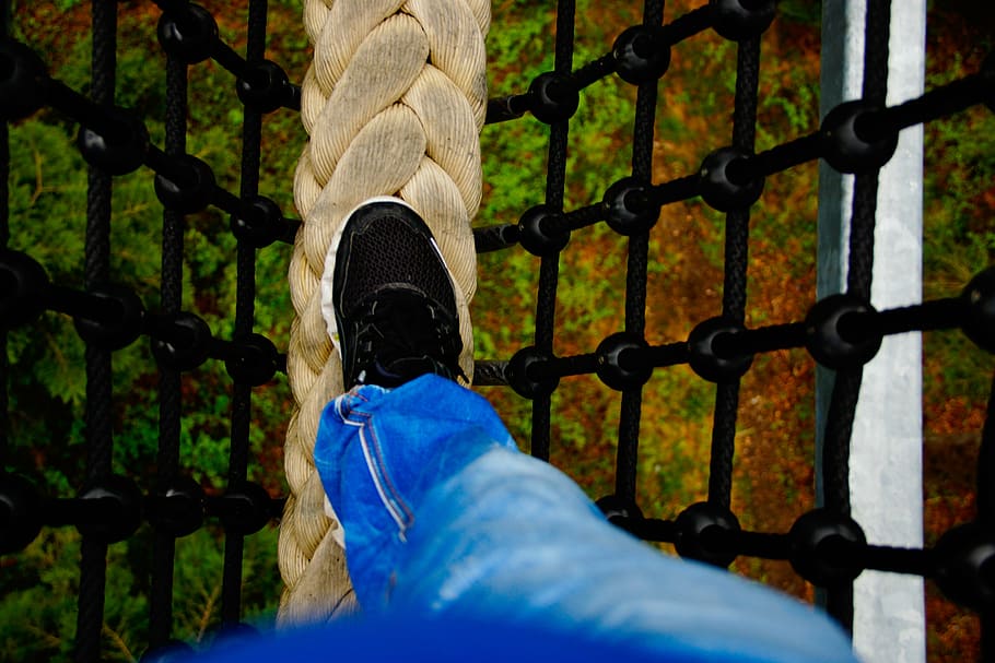 height, shoe, rope, stand, personal perspective, real people HD wallpaper