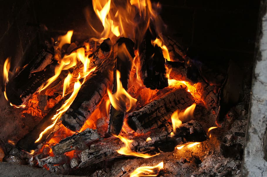 Fire, Fireplace, Censer, Burn, relaxation, wood, smoke, hot HD wallpaper