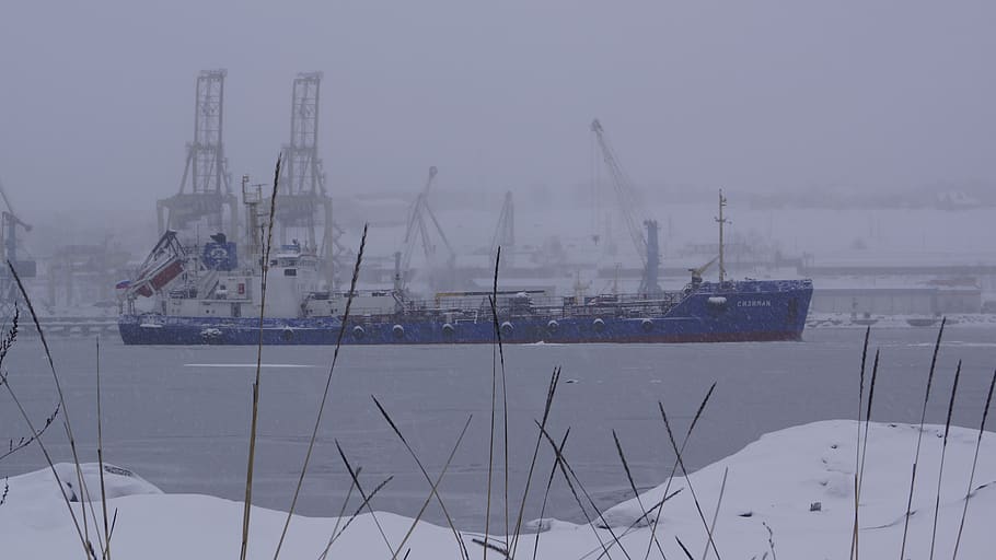 winter, ship, harbor, water, nautical vessel, transportation HD wallpaper