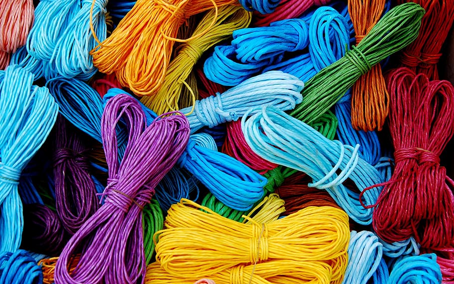 close-up photo of assorted-color rope lot, cords, packthread, HD wallpaper