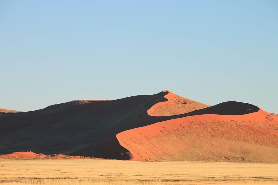 dunes, desert, dry, namibia, africa, sky, land, clear sky, environment HD wallpaper
