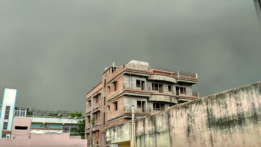 pre monsoon, sky, dark, clouds, weather, nature, building exterior HD wallpaper