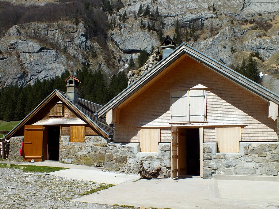 Mountain Hut, Spring, Alpine, Mountains, nature, built structure HD wallpaper