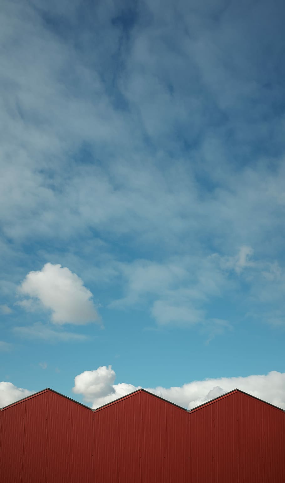 brown house, clear blue sky with clouds, farm, cloudscape, cloud - sky HD wallpaper