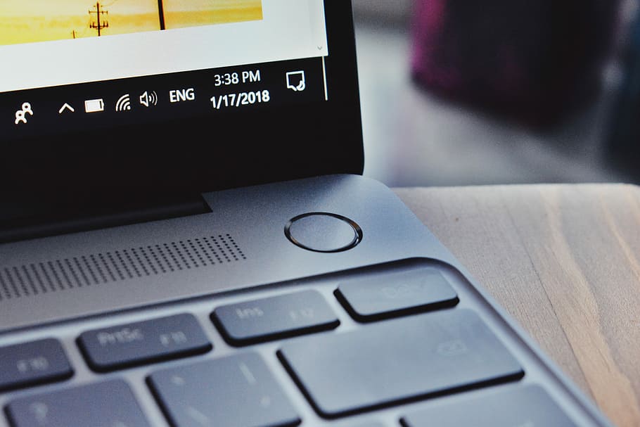 close shot of black laptop computer, gray and black laptop computer on brown wooden surface HD wallpaper