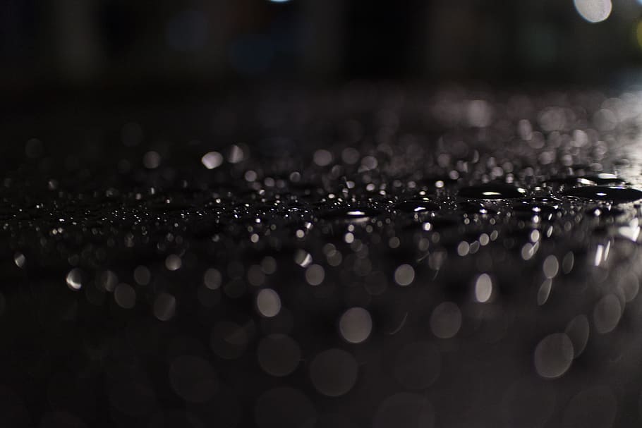 Night, Drip, Mirroring, Blur, Bokeh, selective focus, reflection HD wallpaper