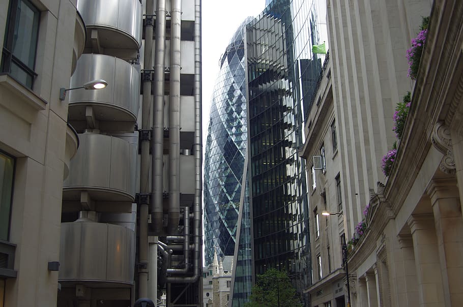 gherkin, london, architecture, lloyds of london, building, industry