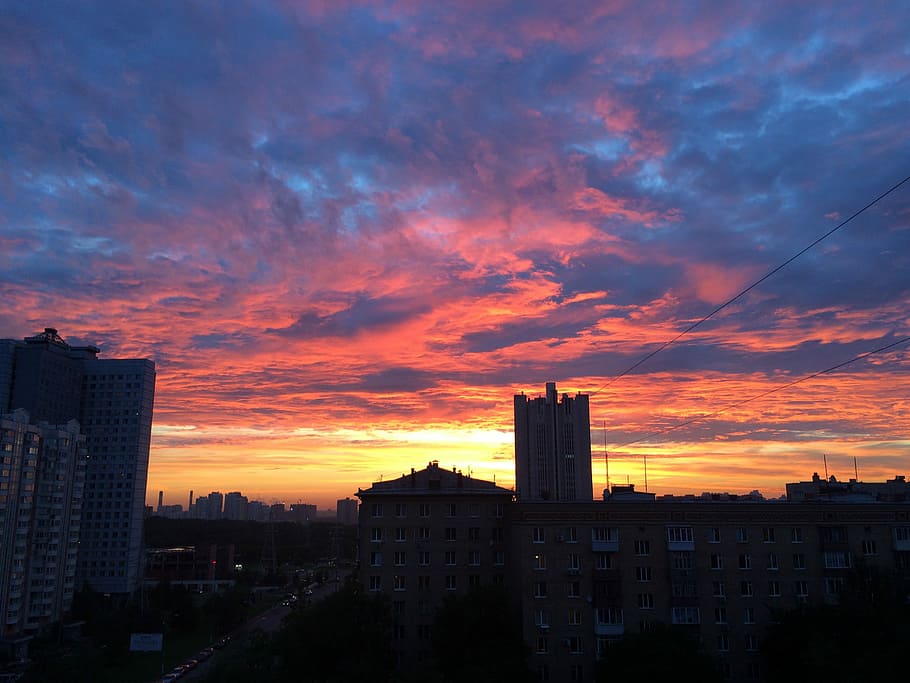 Sky, Level, red, sunset, architecture, building exterior, cityscape HD wallpaper