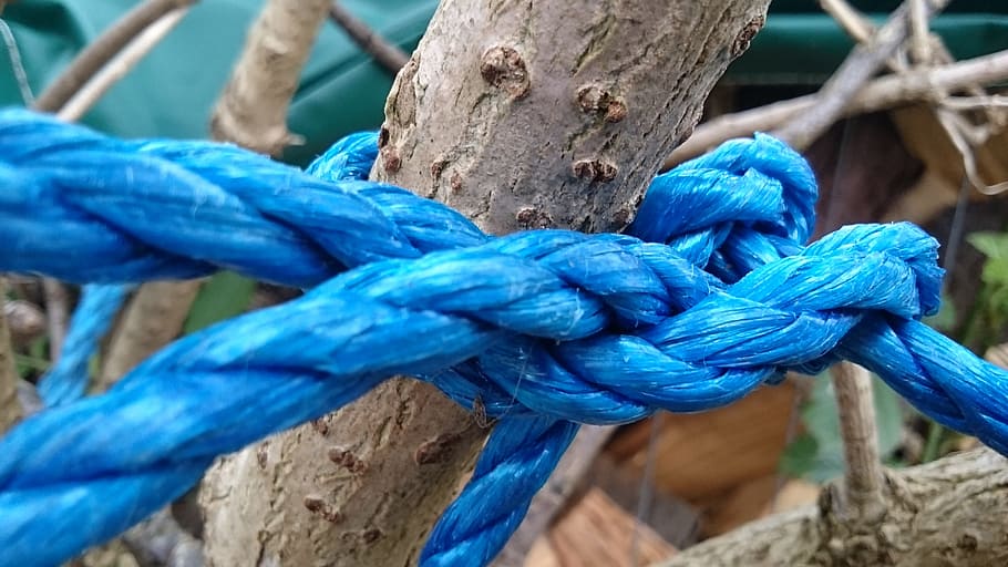 rope, texture, blue, strength, close-up, focus on foreground HD wallpaper