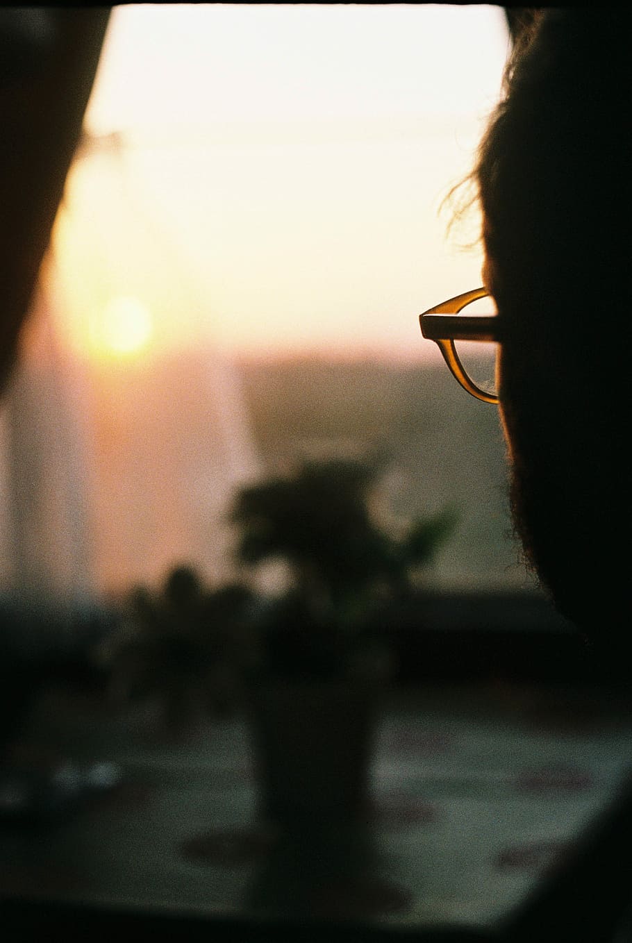 HD wallpaper: selective focus photography of man's eyeglasses, silhouette  selective focus photography of bearded man wearing eyeglasses looking on  sunset | Wallpaper Flare