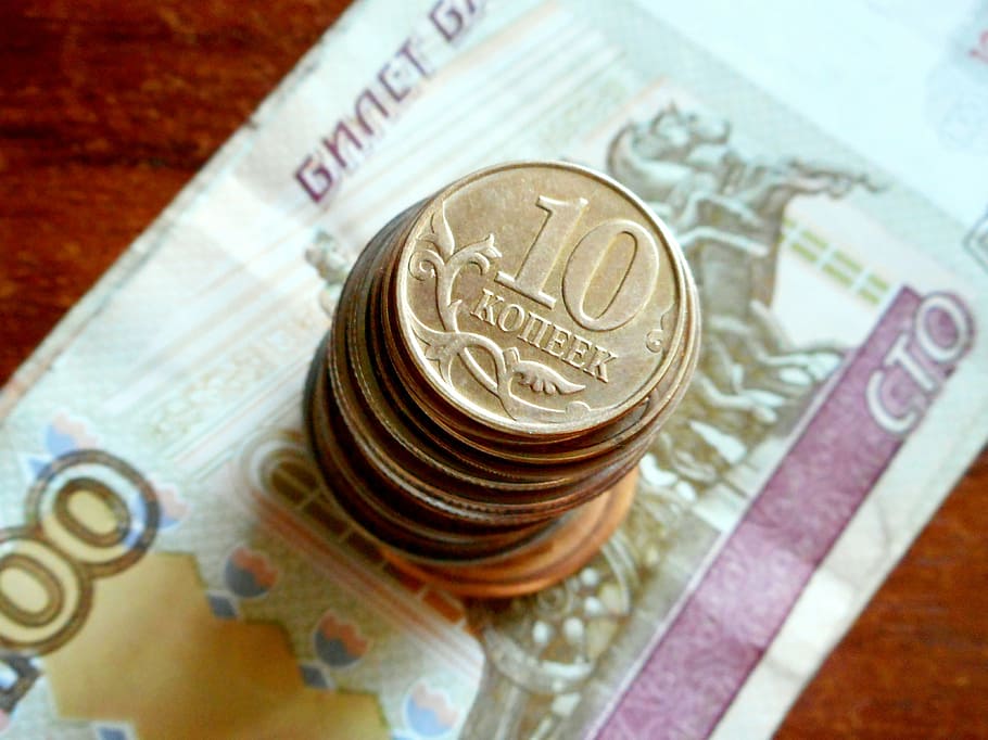 money, currency, coins, crisis, russian, cash money, handful, HD wallpaper