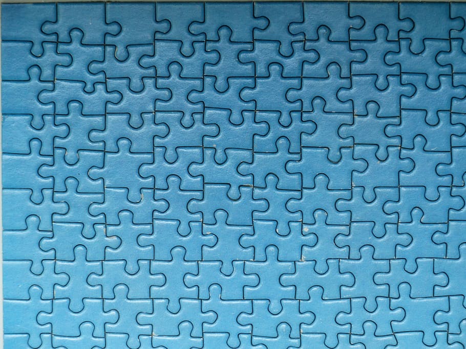 blue puzzle board, play, share, piecing together, pieces of the puzzle, HD wallpaper
