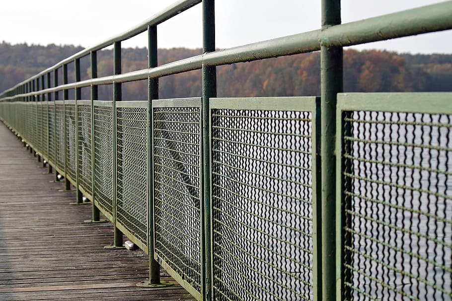 fencing, handrail, bridge, water, safety, metal, the fence HD wallpaper