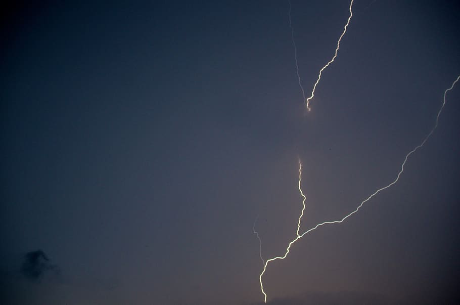 thunderstorm, lightning, clouds, night, weather, sky, nature HD wallpaper