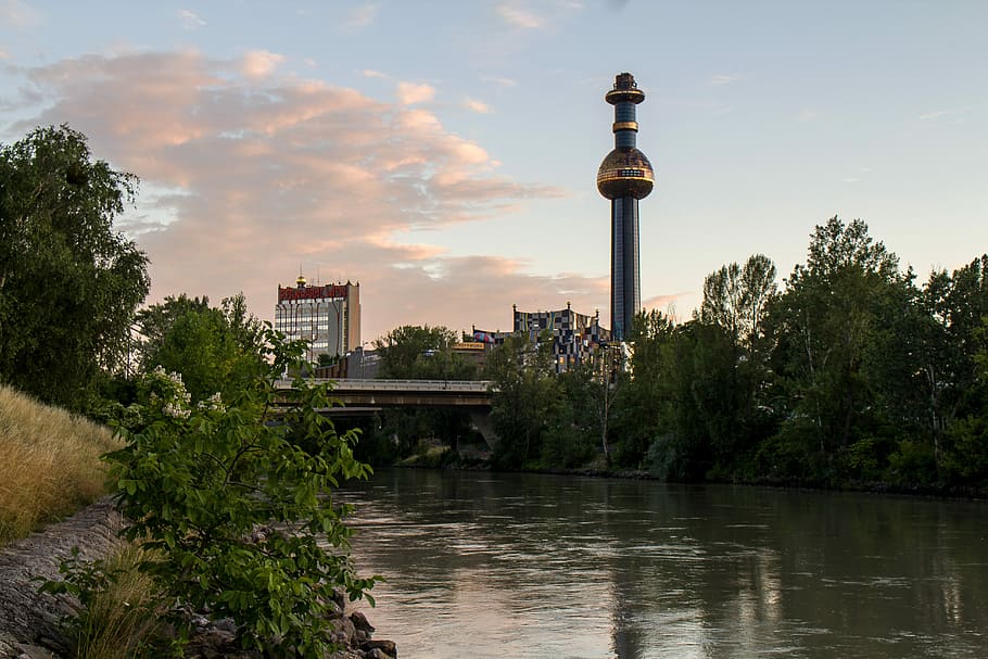 Vienna, Sunset, River, Channel, Mood, austria, sky, reflection HD wallpaper