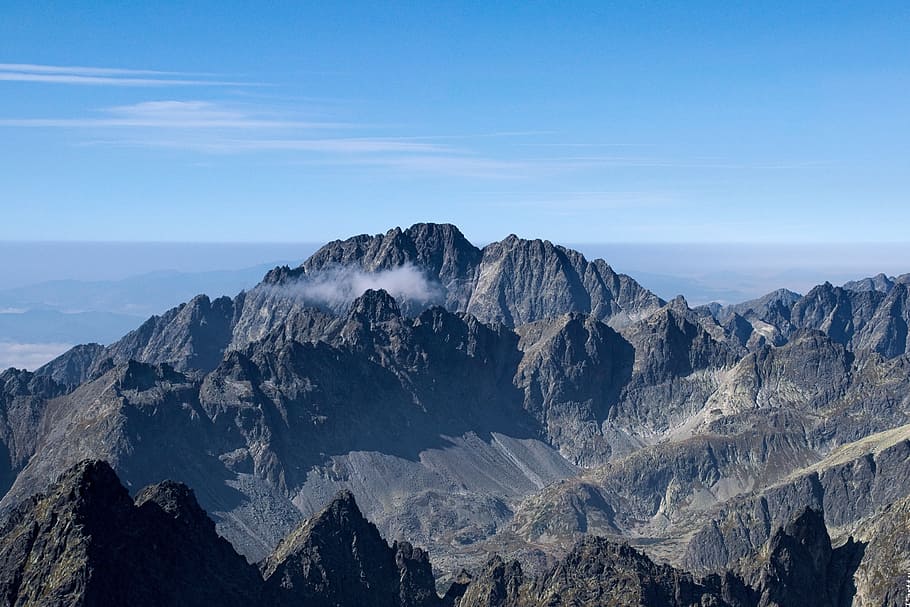 mountains, sky, top view, landscape, clouds, tatry, the high tatras HD wallpaper
