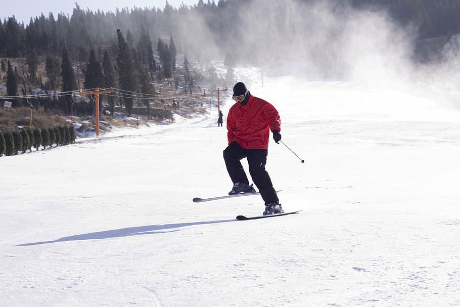 skiing, character, snow mountain, winter, cold temperature HD wallpaper