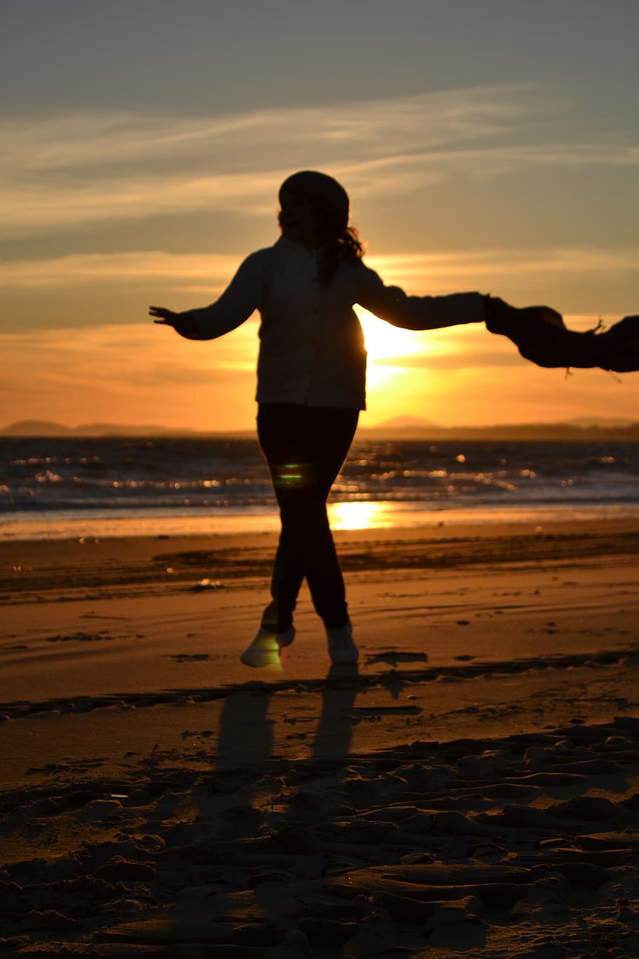 Backlight, Sunset, Beach, Sea, holiday, silhouette, one person HD wallpaper