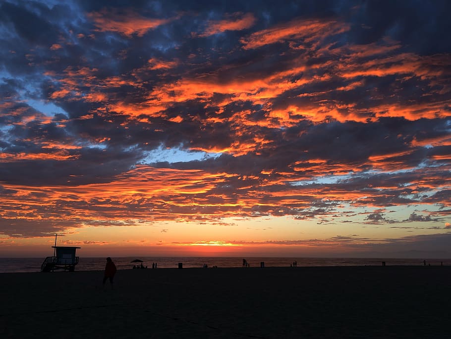 sunset, burning sky, burning clouds, orange, beauty in nature HD wallpaper