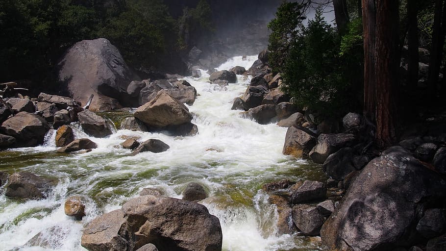 River, Nature, Rocks, Rushing, Water, creek, landscape, travel HD wallpaper